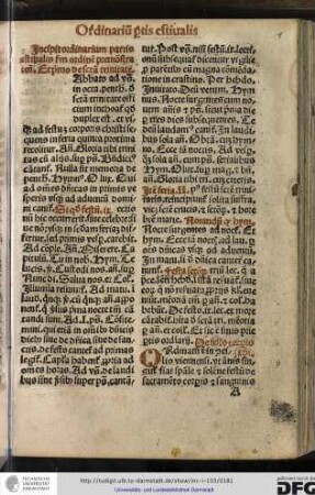 Incipit ordinarium portis estivalis secundum ordinem premonstratensem.