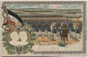 Postkarte zu einer Kaiserparade 1905
