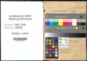 Entnazifizierung Lothar Jansen , geb. 17.07.1909 (Studienassessor)
