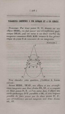 Tangentes communes a une conique et a un cercle.