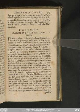 Epist. II. Bruxellam. Carolo Lafalio, à Secretis Statûs.