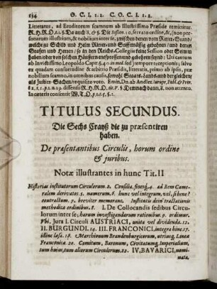 Titulus Secundus. Die Sechs Crayß die zu praesentiren haben