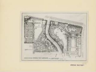 Gartenschau (JaDeGa) 1951, Hannover Ideenwettbewerb: Gesamtentwurf/ Grünanlage an der Stadthalle 1:500