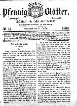 No. 41, Sonnabend, den 10. October 1863