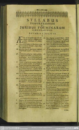 [De Juribus Foeminarum Singularibus]