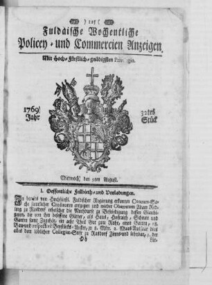 32tes Stück, Ausgabe vom 9. August 1769