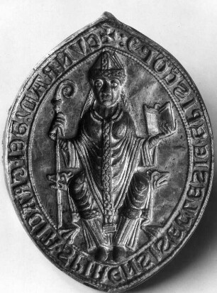 Siegel mit Bischof Konrad von Scharfenberg : Siegel mit Bischof Konrad von Scharfenberg (um 1220). Speyer: Historisches Museum der Pfalz mit Weinmuseum