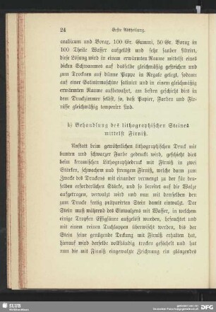 Behandlung des lithographischen Steines mittels Firniß.