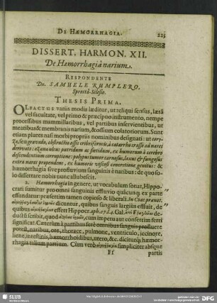 Dissert. Harmon. XII. De Haemorrhagianarium