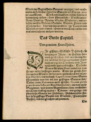 Das Vierde Capittel. Von gemeinen Kranckheiten.
