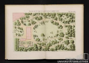 Taf. XV. u. XVI. Plan eines nach den Regeln der Landschaftsgärtnerei angelegten Gartens.