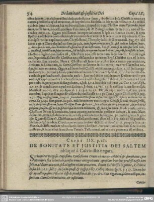 Caput IIX. De Bonitate Et Iustitia Dei Saltem oblique a Calvinistis negata