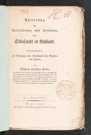 Anleitung zur Verbesserung und Veredlung der Schafzucht in Rußland