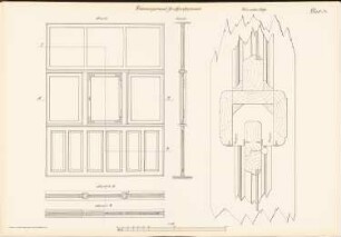 Trennungswand für Sprechzimmer: Ansichten, Schnitte, Details (aus: Musterzeichnungen f. d. Ausbau v. Gefängnissen in Preußen, bearb.im Ministerium d. öffentl. Arbeit, 1912)