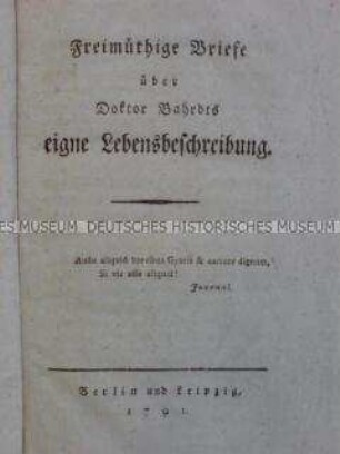 Biographie Carl Friedrich Bahrdts