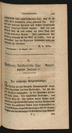 II. Anekdoten, charakteristische Züge. Kurzangezeigte Institute