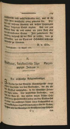 II. Anekdoten, charakteristische Züge. Kurzangezeigte Institute