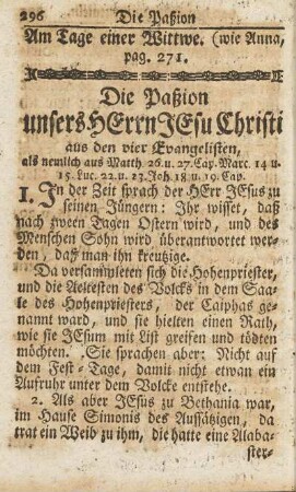 Die Paßion unsers Herrn Jesu Christi