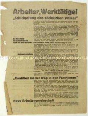 Aufruf der KPD zur sächsischen Landtagswahl 1930