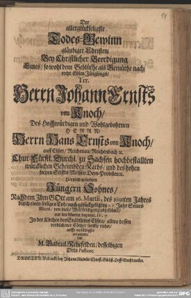 Der allerglückseligste Todes-Gewinn