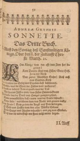 Andreae Gryphii Sonnette. Das Dritte Buch. I. - LXIV.