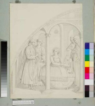 nach dem Fresko des Bienenwunders aus dem Leben des Hl. Ambrosius in der Katharinenkapelle von S. Clemente in Rom