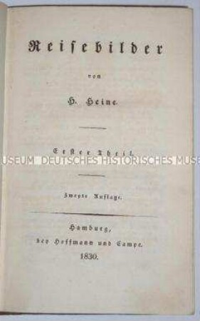 Zweite Ausgabe der literarischen Reisebeschreibungen von Heinrich Heine, Bd. 1