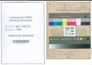 Entnazifizierung Bernhard Angermund , geb. 26.11.1891 (Beamter)
