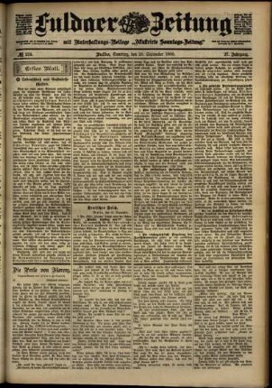 Erste Ausgabe vom Samstag, den 29. September 1900.