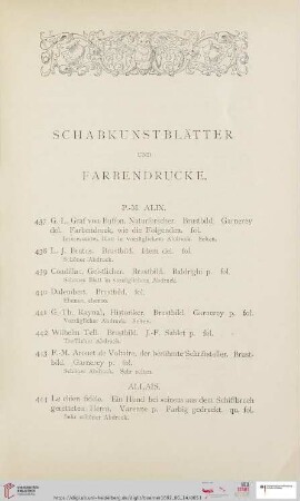 Schabkunstblätter und Farbendrucke (Nr. 437 - 781)