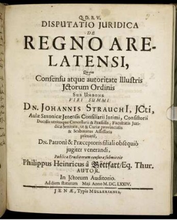 Disputatio Iuridica De Regno Arelatensi