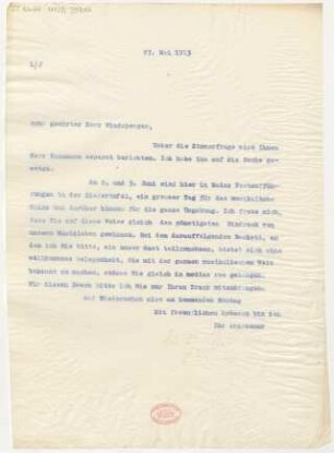 Brief an Lothar Windsperger : 27.05.1913