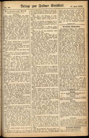 Zweite Ausgabe vom Samstag, den 17. Juni 1882.