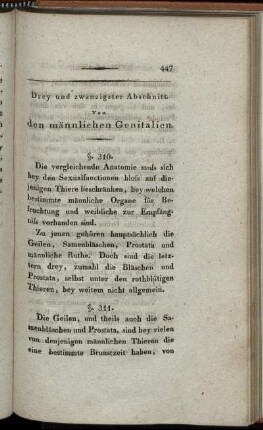 Drey und zwanzigster Abschnitt. Von den männlichen Genitalien