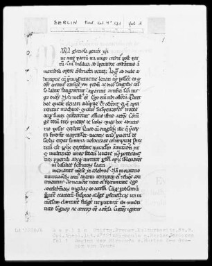 Miracula Sanctae Mariae, Sermones de sanctis per annum — Initiale M (aria gloriosa), Folio 1recto