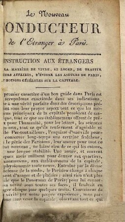 Le nouveau conducteur de l'etranger à Paris en 1824