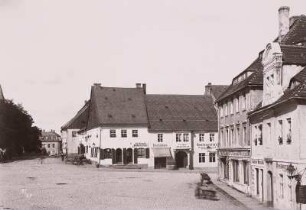 Bautzen, Kornmarkt, Ansicht von Süden auf die Steinstraße mit dem Gasthaus Jägerhof und auf den Wendischen Graben