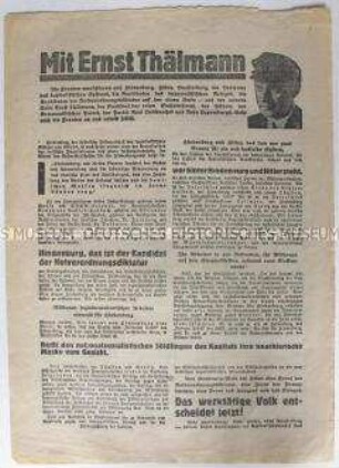 Flugblatt der KPD zur Reichspräsidentenwahl 1932