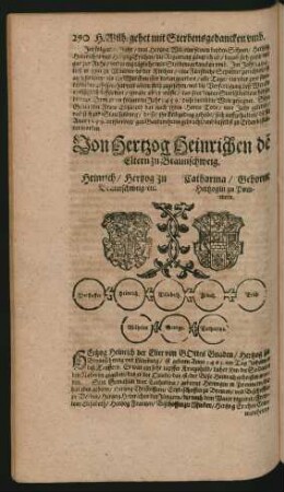 Heinrich/ Hertzog zu Braunschweig/ etc. und Catharina/ geborne Hertzogin zu Pommern.