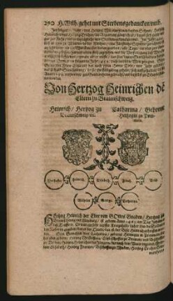 Heinrich/ Hertzog zu Braunschweig/ etc. und Catharina/ geborne Hertzogin zu Pommern.