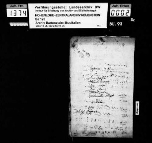 Joseph Haydn: Sinfonia in B. / â / Due Violini / Flauto traverso / Due Oboes / Due Corni / Alto Viola / Violoncello obligato / con / Violono / del Sig. Hayden; Ms.ca. 1780; komponiert um 1780.