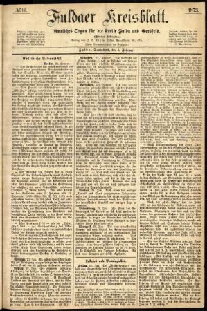 Ausgabe vom Samstag, den 01. Februar 1873.