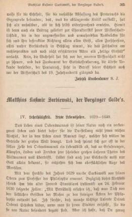 365-377 Matthias Kasimir Sarbiewski, der Vorgänger Balde's : Fortsetzung