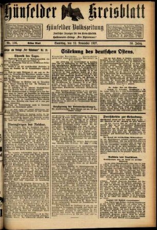 Erste Ausgabe vom Samstag, den 12. November 1927.