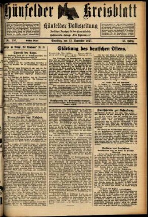 Erste Ausgabe vom Samstag, den 12. November 1927.