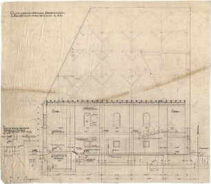 Bestelmeyer, German; München - Nymphenburg; Ev. Stephanuskirche - Längsschnitt; Kellerfenster im Heizraum (Schnitt)