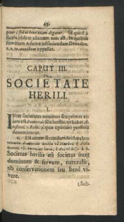 Caput III. De Societate Herili