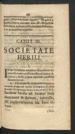Caput III. De Societate Herili