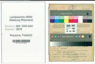 Entnazifizierung Friedrich Kuczorra , geb. 15.05.1908 (Schneider)
