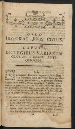 Caput I. De Legibus Variarum Gentium Romanis Antiquiorum.